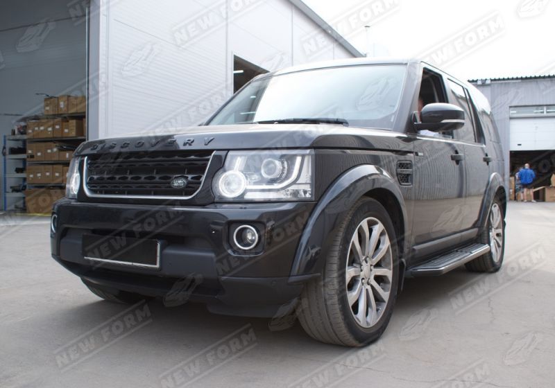 Пороги без кронштейнов черные Land Rover Discovery 4 рестайлинг