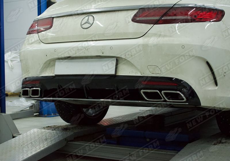 Диффузор с насадками 63S AMG хром Mercedes S-class Coupe C217 рестайлинг