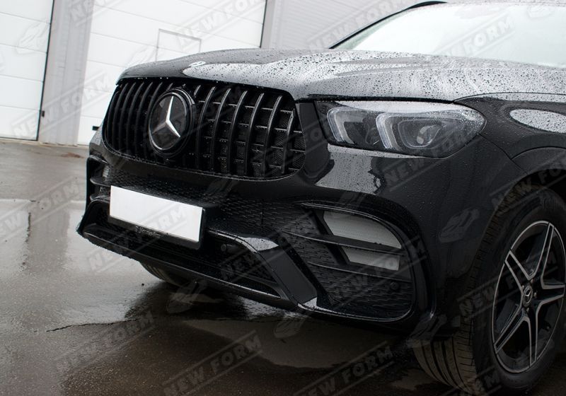 Передний бампер 6.3 AMG черный Mercedes GLE V167 рестайлинг